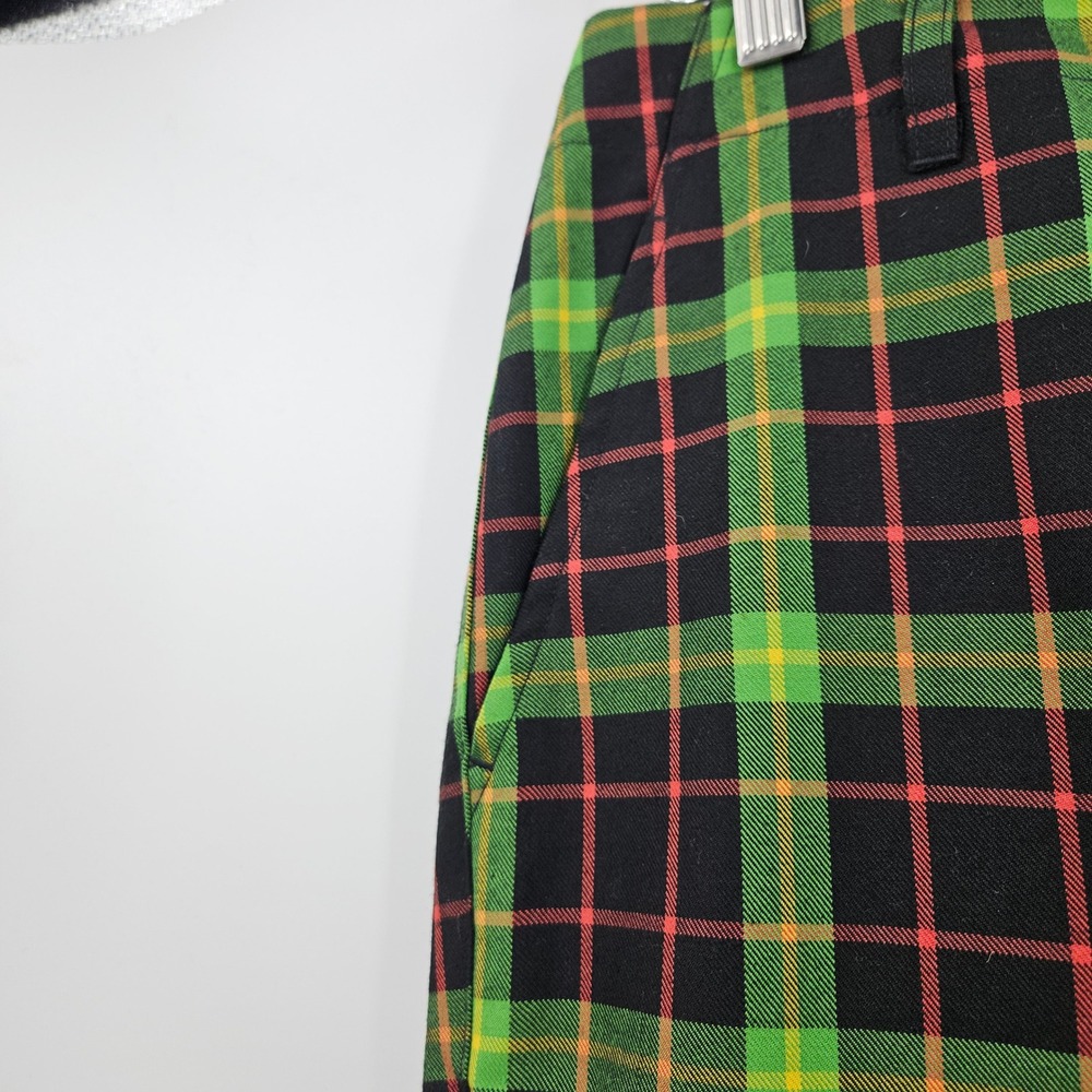 Teddy Fresh Plaid Trouser Pants Green Straight Leg Streetwear y2k Goth Size 28 - Picture 9 of 9